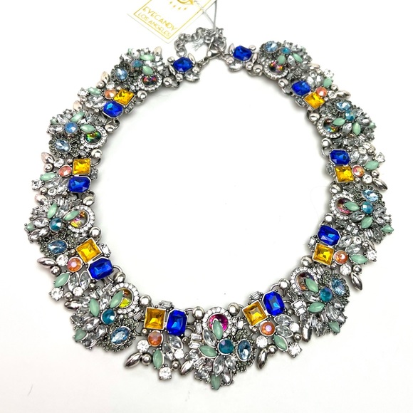 NWT EYECANDY LOS ANGELES SLOANE COLLAR SAPPHIRE BLUE NECKLACE in SILVER - Picture 8 of 10